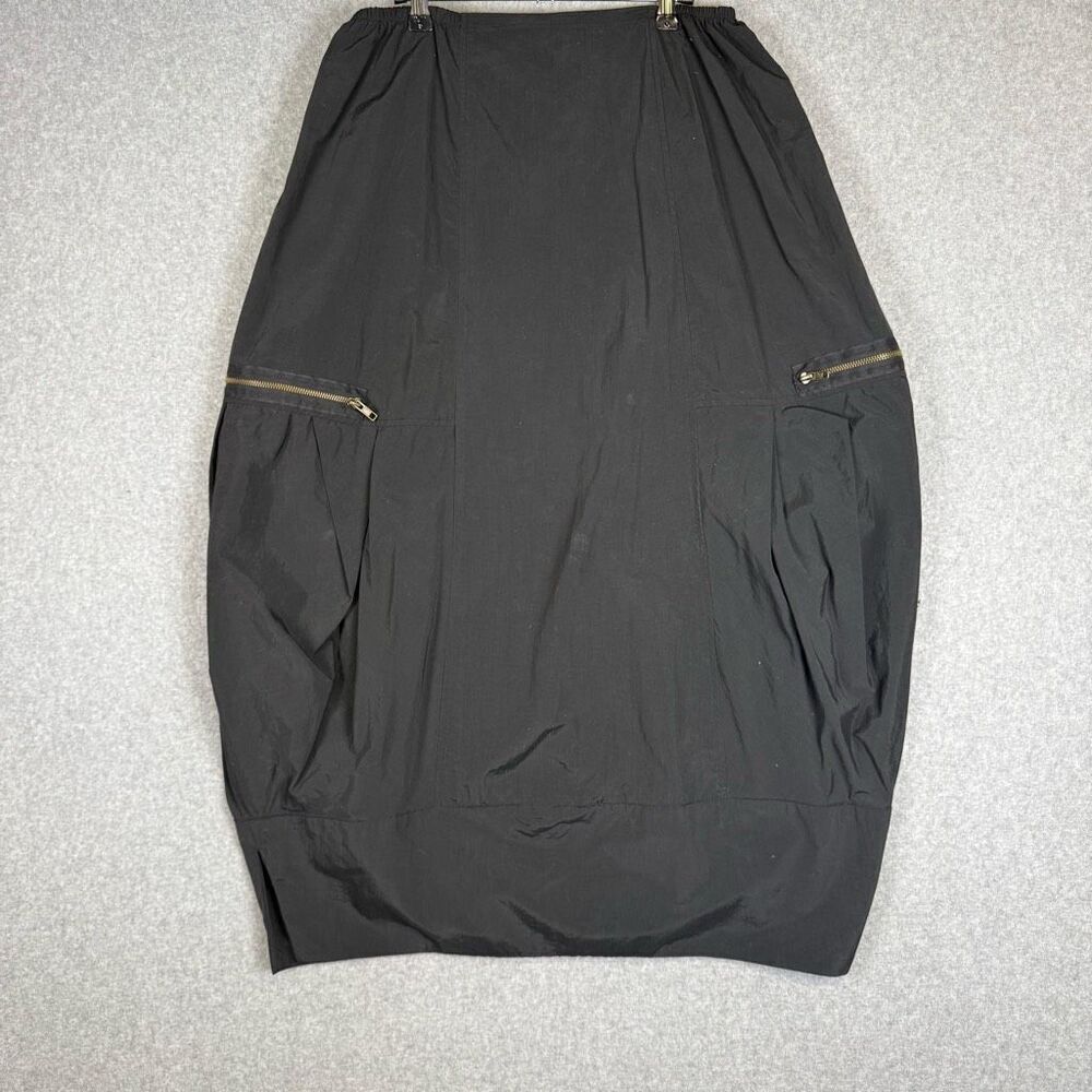 Vintage Hanna for Journee Size 3 (L 10-12)Black Nylon Midi Length Skirt USA